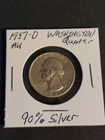 1951 D Washington Quarter 90% Silver AU Nice Coin! Free Shipping! Thanks!