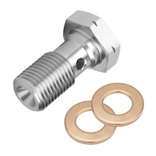 M10x1.0 Metric Banjo Bolt with Copper 0.89 0.55 0.55 inch, Silver