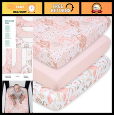 3 Pack Playard Crib Sheets Fitted - Soft Breathable Universal Pack N Play Beddin
