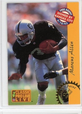 1993 Classis Pro Line Live MARCUS ALLEN HOF'er Limited Print Run #LP4