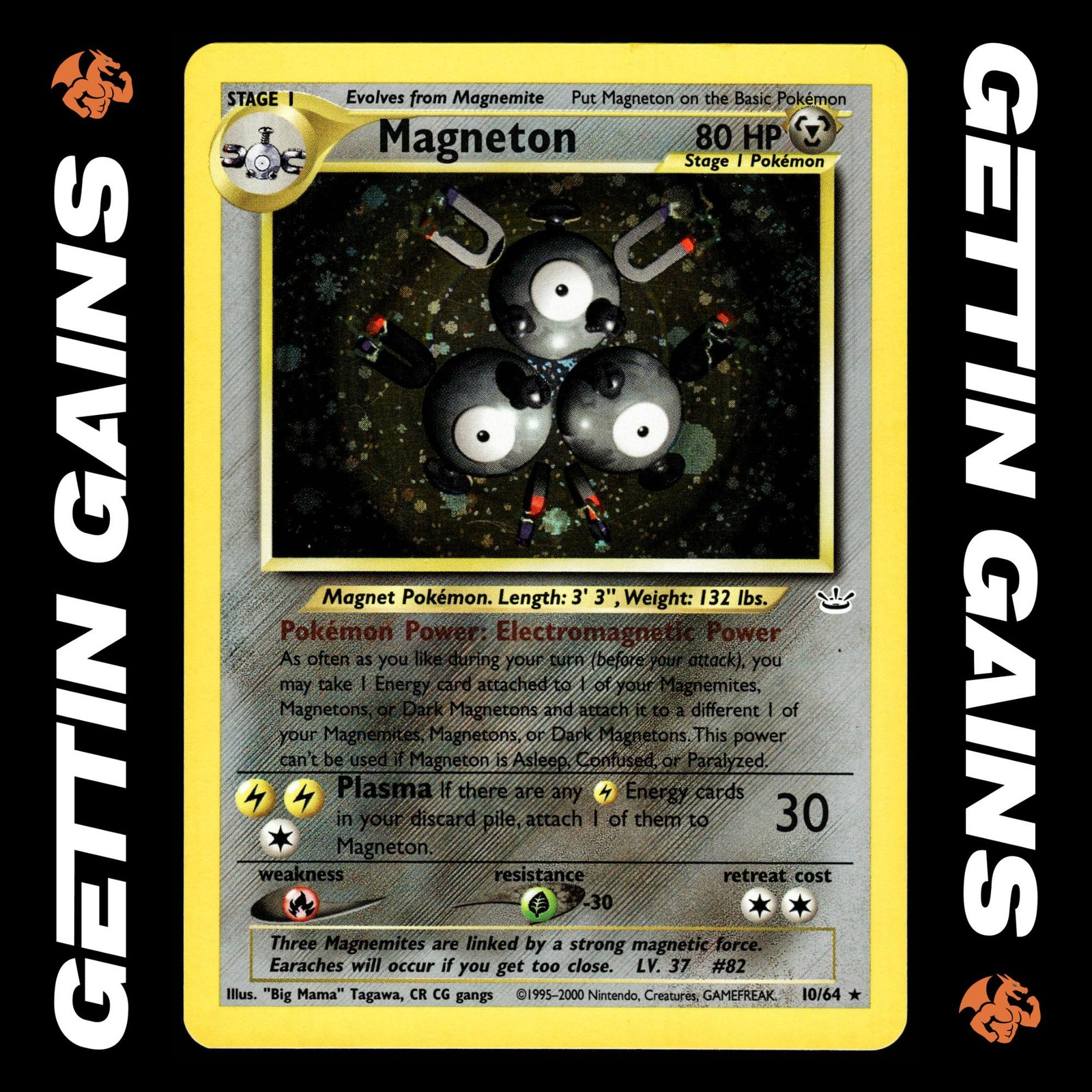 Magneton - 10/64 - Holo Rare - Neo Revelation - Pokemon Card - LP