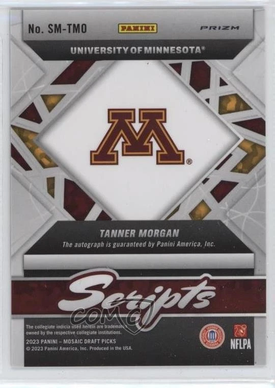 2023 Panini Mosaic Draft Picks Scripts Prizm Tanner Morgan Rookie Auto RC - Image 2 of 2