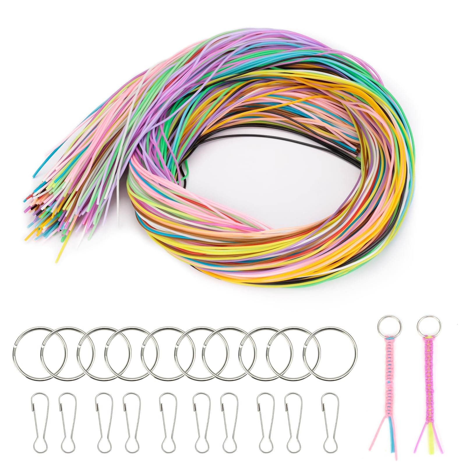 Fils Scoubidou pour création manuelle, pack 200 pièces élastiques 20 couleurs assorties