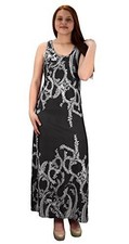 Exclusive Paisley Print Sleeveless Scoop Neck Beach Maxi Dress Black Large