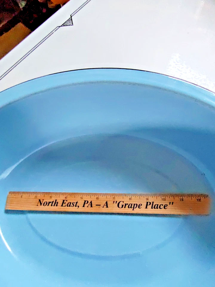Vintage Antique Blue Porcelain Metal Enamel Tub Wash Basin - Image 3 of 4