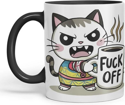 Vixar Angry Cat F ** Off - farbige Keramiktasse Tasse Geschenk, 11 Unzen