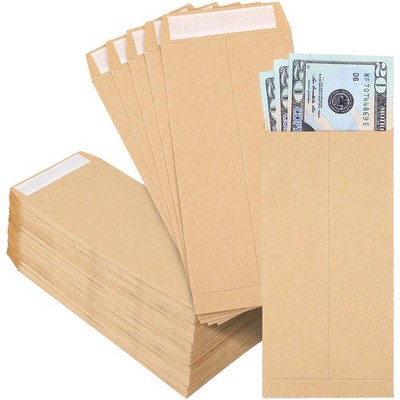 Joyberg 120 PCS Money Envelopes for Cash Kraft Paper, 6.5''x 3.2'', Brown