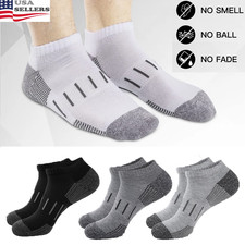 3Pairs Mens Low Cut Ankle Athletic Bottom Cushioned Running Sports Cotton Socks