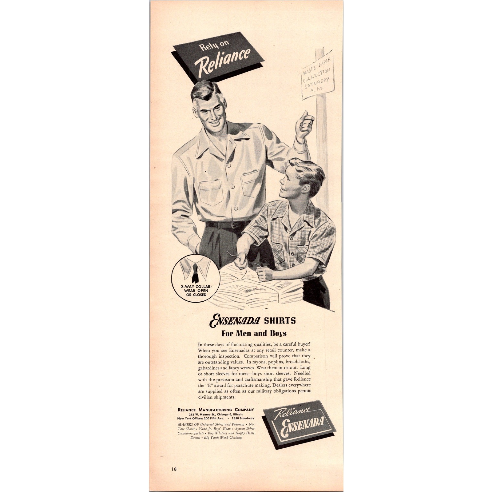 Reliance Manufacturing Company Ensenada Chicago 1940s WWII Era Clipping SV29-4