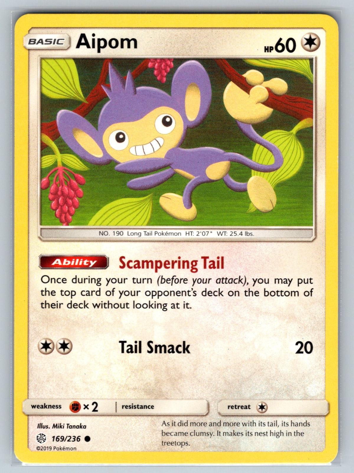 Aipom 169/236 Common Cosmic Eclipse Pokemon Lightly Played