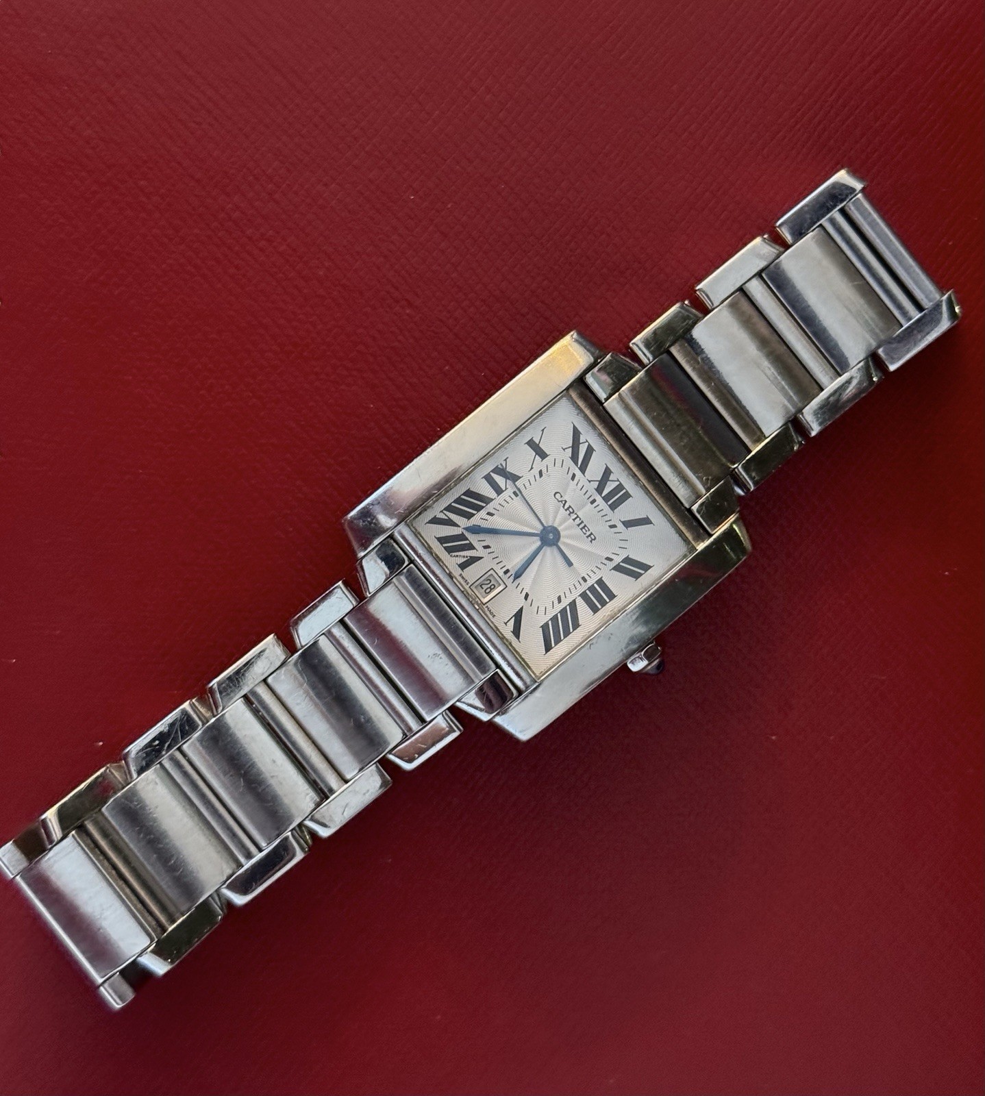 Cartier Tank Francaise 2302 Automatic Date Stainless Steel Bracelet w/ Box