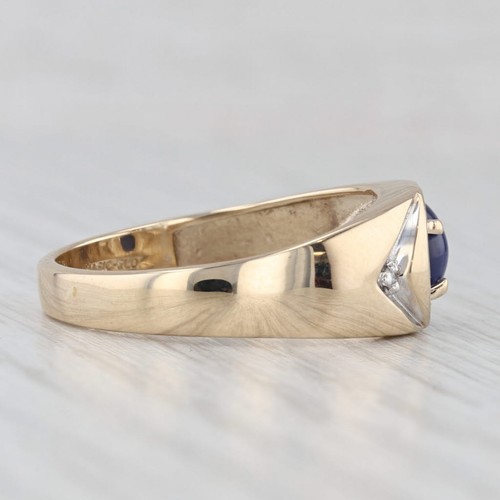 Lab Created Star Sapphire Diamond Ring 10k Yellow Gold Size 10.25 - Picture 6 of 11