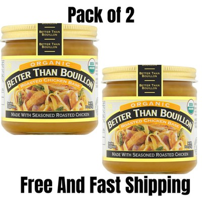 Better Than Bouillon Organic Roasted Chicken Base,Shelf-Stable,8 oz Jar (2 PACK)