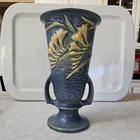 Vintage Roseville Freesia Blue 1945 Large Two Handled Art Pottery Vase 125-10”