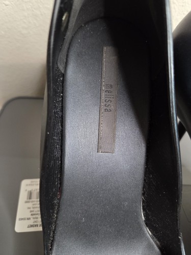 MELISSA, Women’s Spikes II Peep Toe Heels Black Blue Metallic Rubber Sz 9 - Picture 8 of 9