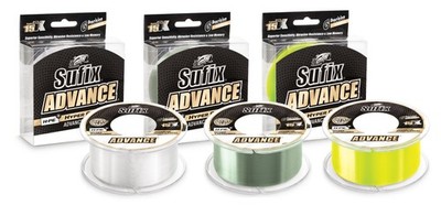 Sufix 604 Advance Monofilament H-PE Mono 330 or 250Yd Clear Green Neon Lime line