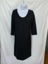 NWT Lands' End Black 3/4 Sleeve Ponte Knit Sheath Dress Size Petite Medium PM
