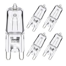 JUNSHI 5-PACK G9 Halogen Bulbs 28W 230V 5 Count (Pack of 1), 2800k Warm White