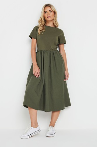 M&Co Petite Women's Short Sleeve Cotton Midi Dress - Picture 2 of 7