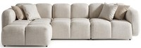 Ecksofa L Form Beige Stoffbezug Modern Wohnzimmer Komfortabel