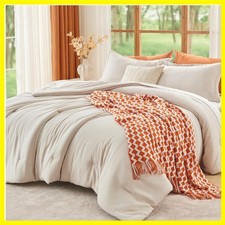 Beige King Size Comforter Set, All Season Ultra Soft Down Alternative Bedding...