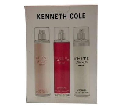 Kenneth Cole 8.0 oz Body Mist 3PC Set for Women-Blush+Reaction for Her+White