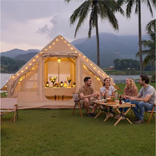 Tenda Glamping Gonfiabile con Pompa Boho Neutra 4 Stagioni Aria Tenda Campeggio