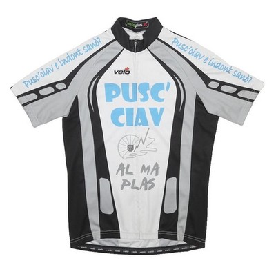 VELO PLUS Herren Schwarz Grau Pusc Ciav Grafik Radtrikot XL Kurzarm Zip