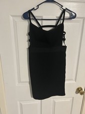 Tiger Mist Bodycon Mini Dress Size Large Black Cutout Knit Sleeveless