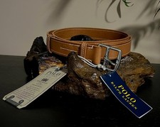Polo Ralph Lauren Men Tan Russet Topstitched Leather Belt Size 42 NWT 225 TAX