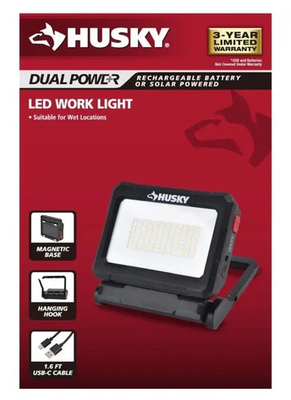 #ad Husky 2500 Lumens Dual Power Rechargeable LED Work Light Brand New $49.99