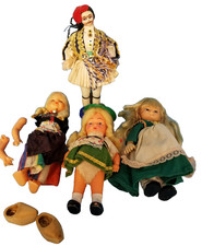 Vintage Ethnic Dolls Small Plastic Fabric for Repair Crafts Collecting Lot 4