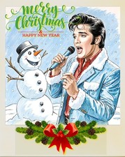 Elvis Christmas Greeting Card Xmas A5 Blank Seasonal Cards Snowman Singing Fun