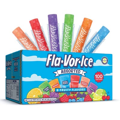 Fla-Vor-Ice Assorted Gluten-Free Freezer Ice Pops, 1.5 oz, 100 Count