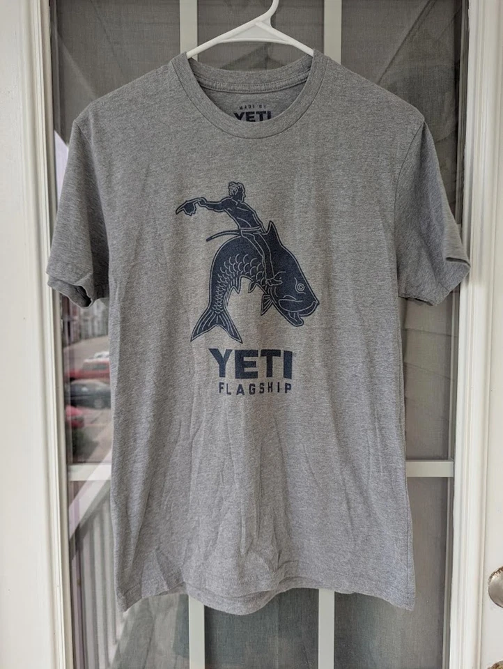 YETI флагман рыбы родео рыбалки открытый gorpcore серый графический футболка маленький ковбой - Изображение 3 из 4