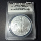 2008 $1 AMERICAN SILVER EAGLE ANACS MS70 FIRST DAY OF ISSUE FDI LABEL