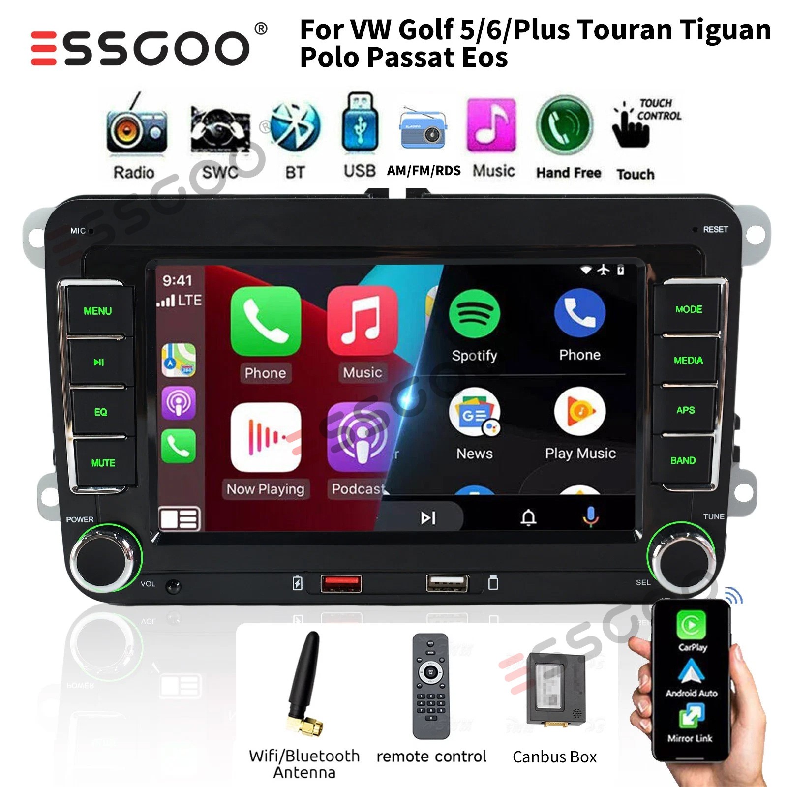 Autoradio per VW Golf 5/6, Touran, Jetta, Caddy
