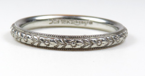 Antique Art Deco 1920's Lohengrin 18KW Wedding Band Ring Size 7.5 UK-O1/2 2.53MM