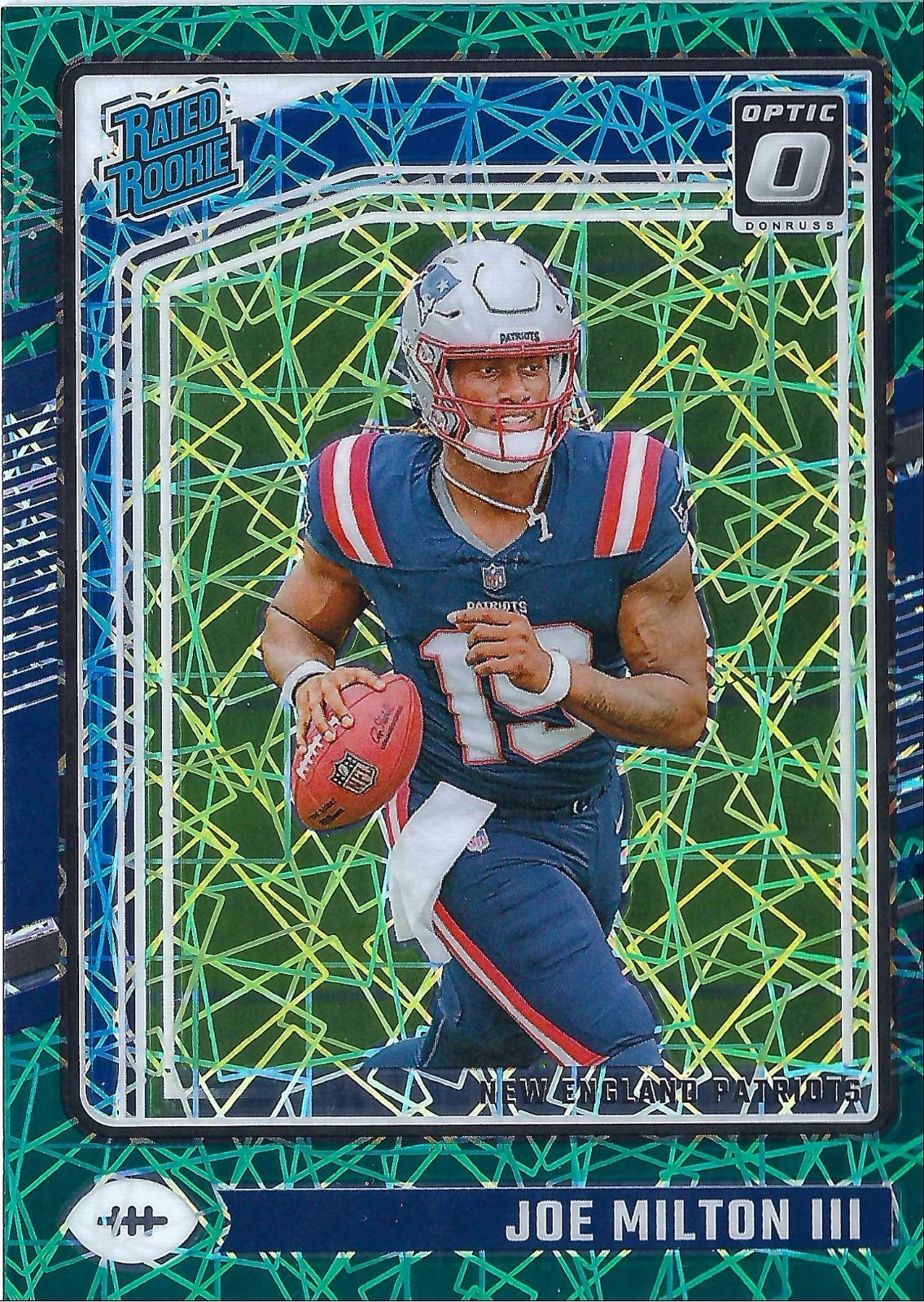 2024 Donruss Optic - Rated Rookie Joe Milton III #255 Teal Velocity Prizm (RC)