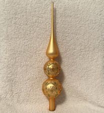 Vintage Gold Glass Three-Tier Christmas Tree Topper 14.5&rdquo;