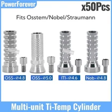 50Pcs Titanium Temporary Cylinder MU Sleeve Multi Unit Abutment Fits OSS/NOB/ITI