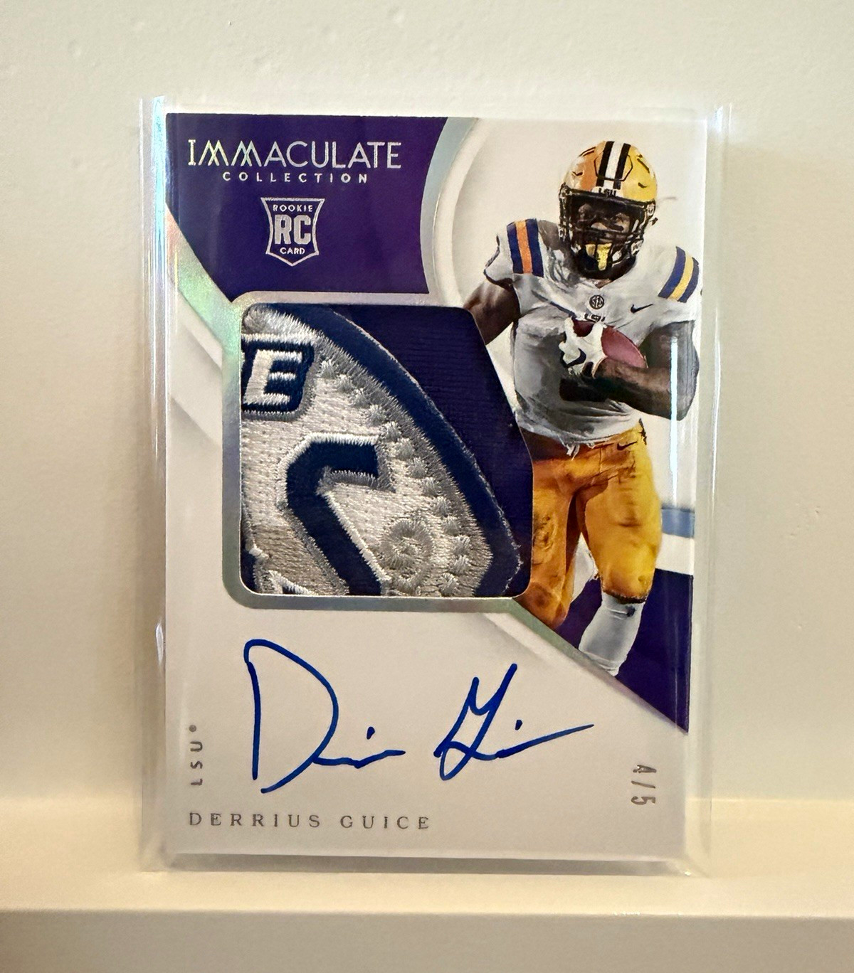 2018 Panini Immaculate Collegiate Derrius Guice RC Auto Patch LSU /5