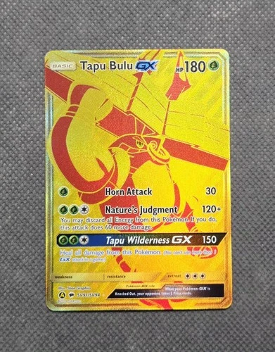 Tapu Bulu GX SV91/SV94 Gold Shiny Rare Holo - Hidden Fates Shiny Vault 2019 NM