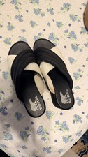Sorel Cameron Flatform Puff Mules In  Black/Sea Salt Sz 6.5
