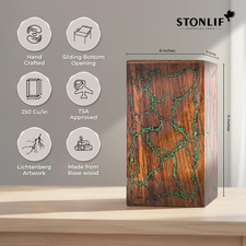 Wooden Urns for Human Ashes Adult Male, Female - Wood Urn for Women, Resin De...