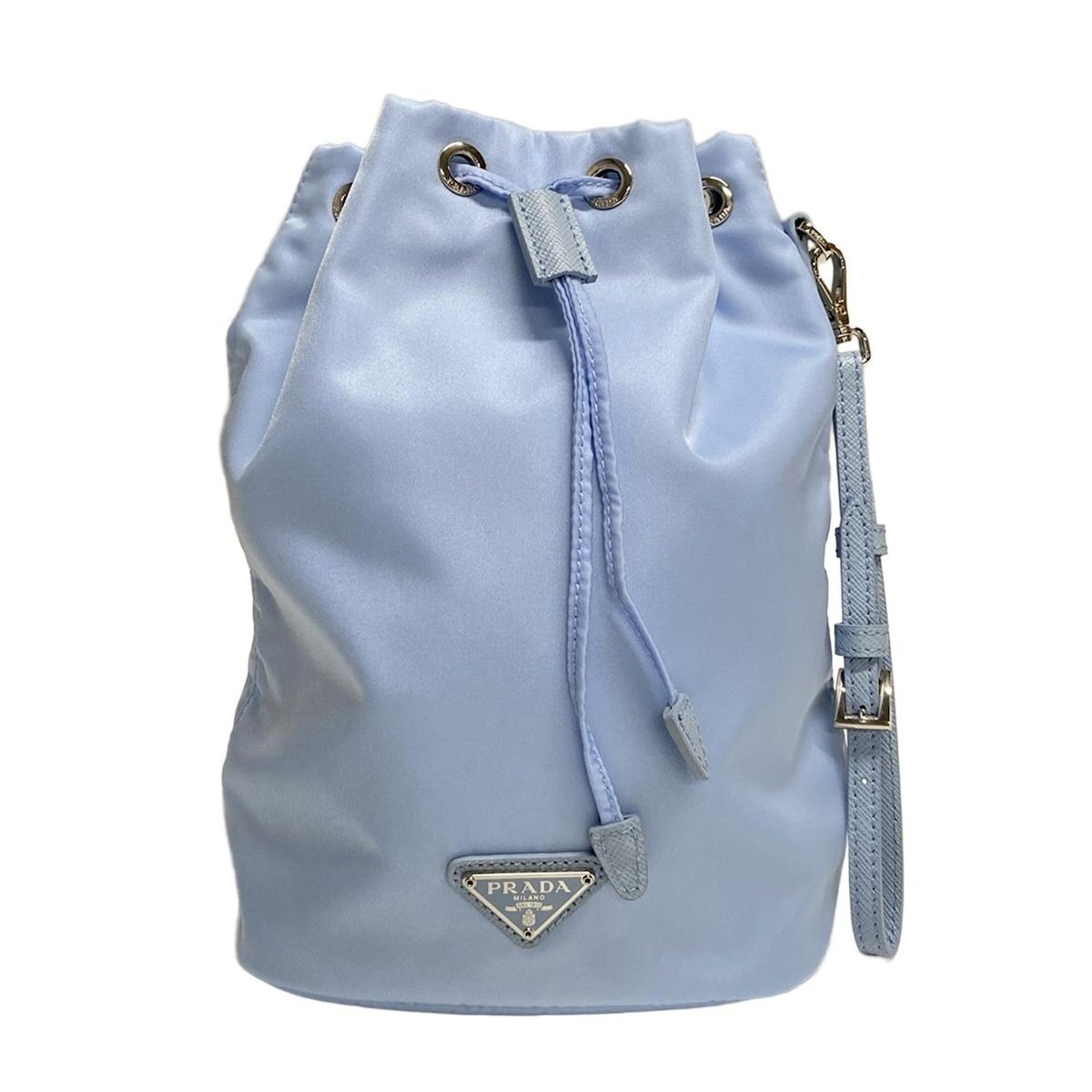 PRADA Light Blue Leather Drawstring Pouch 22.5cm … - image 1