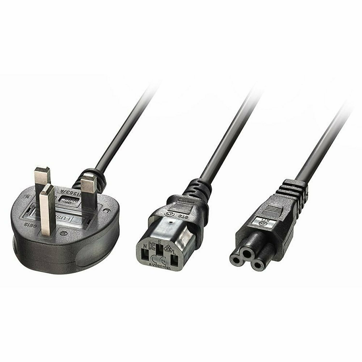 Lindy 30374 Cavo di Alimentazione UK 3 Pin a C13&C5, 2.5m