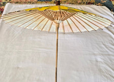 Vintage Japanese Parasol Umbrell, Bamboo  Rice Paper, Painted Flowers, 27  Long