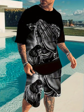 Set Men's Casual Suits Mens Short Sleeve Pants Suit Short Shorts Outdoor Suit