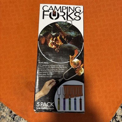 Camping Telescoping Forks 5 Pack with Canvas Pouch Lot of 1 
